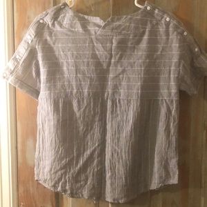 Striped Short Sleeved Button Top